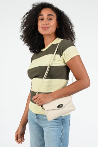 Ornella leder tas Beige