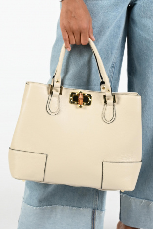 Ornella leder tas Beige